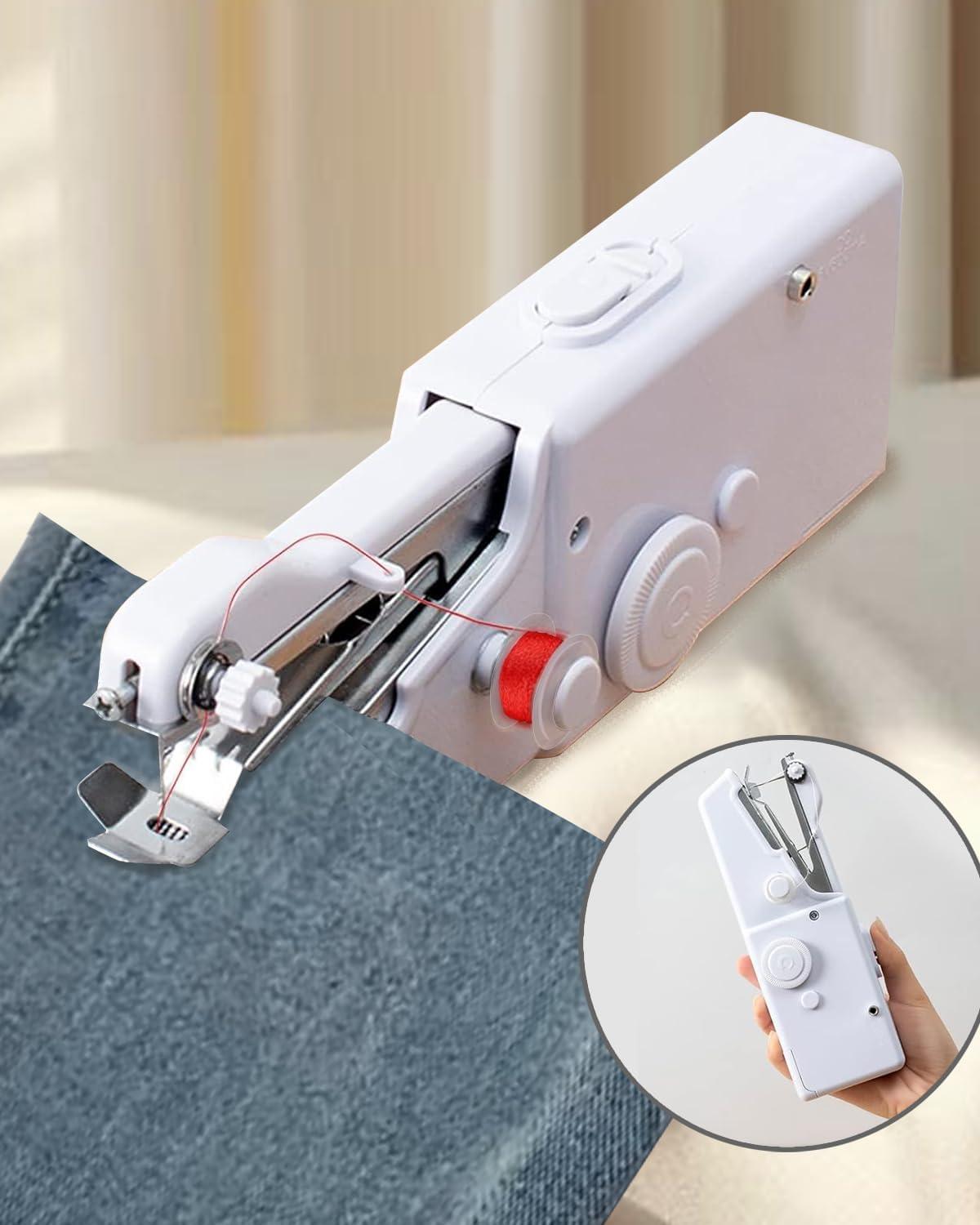 Automatic Electric Hand Sewing Machine | Handheld Sewing Machine | Mini Sewing Machine for Beginners | Fabrics, Clothes, DIY, Home,Travel, Battery Operated and Easy to Use image number 3