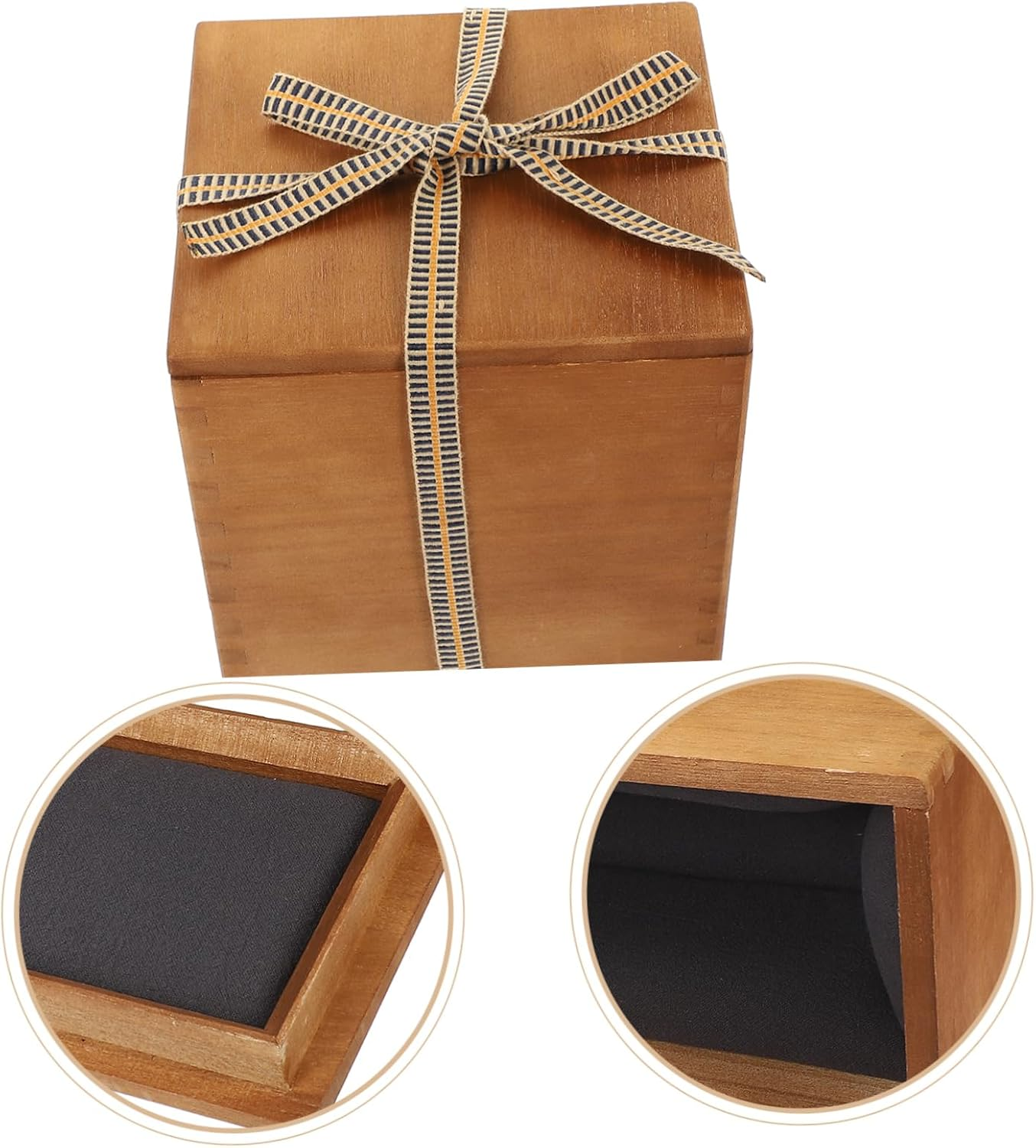 Vintage Style Ceramic Teacup and Vase Wooden Storage Box Lid Packaging Wooden Keepsake Box for Home Sundries and Decorative Display image number 2