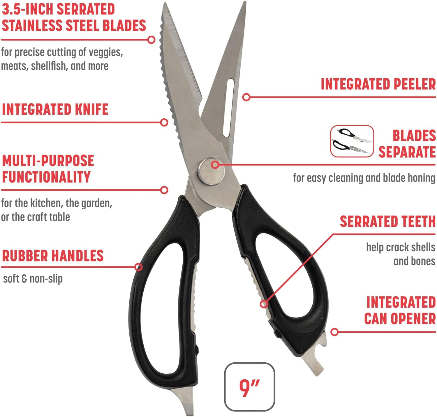 Joyce Chen 51-0735, Shears N' Knife Combo, Black Small image number 5