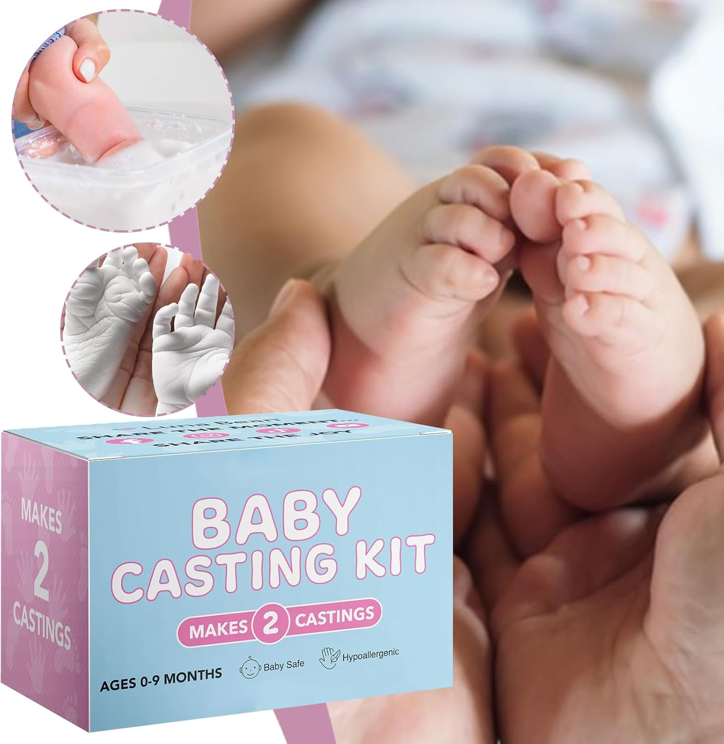 3D Baby Casting Kit | Decorative Kit with Baby Footprint &ndash; Hand and Foot Mould with Memory of Evolutionary Stages for Bedroom, Living Room and Study image number 4