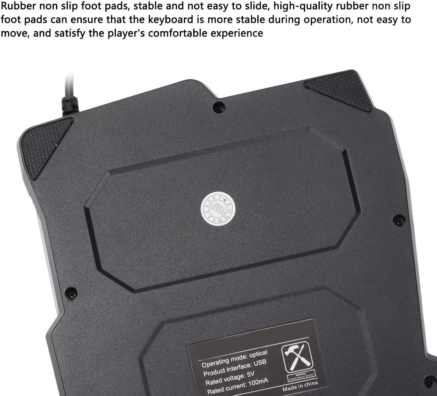 One Handed Gaming Keyboard, 3 Color Backlight 35 Keys Single Handed Wired Gaming Keyboard for Computer Mobile Games, USB Interface, Rubber anti Slip Foot Pad, 1.5M Cable image number 1