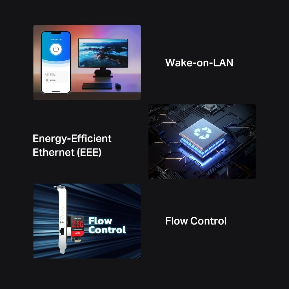 Mercusys 2.5 Gigabit Pcle Network Adapter, Versatile Compatibility, Wake-On-Lan, Energy-Efficient Ethernet, Lag-Free Gaming, 4K Streaming, Supports Windows, Windows Servers, and Linux (MA310E) image number 5