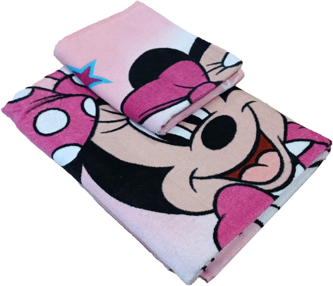 Disney Minnie Mouse Terry Towelling Bath Towels Set of 2 Hand Towels Face Towel Bidet Towel Pink Cotton 100% Set of 2 Official Product image number 5