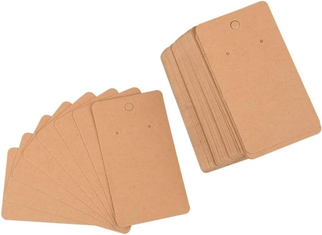 Fabselection Earring Cards Cardboard Paper Jewelry Accessories Display Holder Earrings Necklace Jewelry Display, Kraft Color (100Pcs Coffee)
