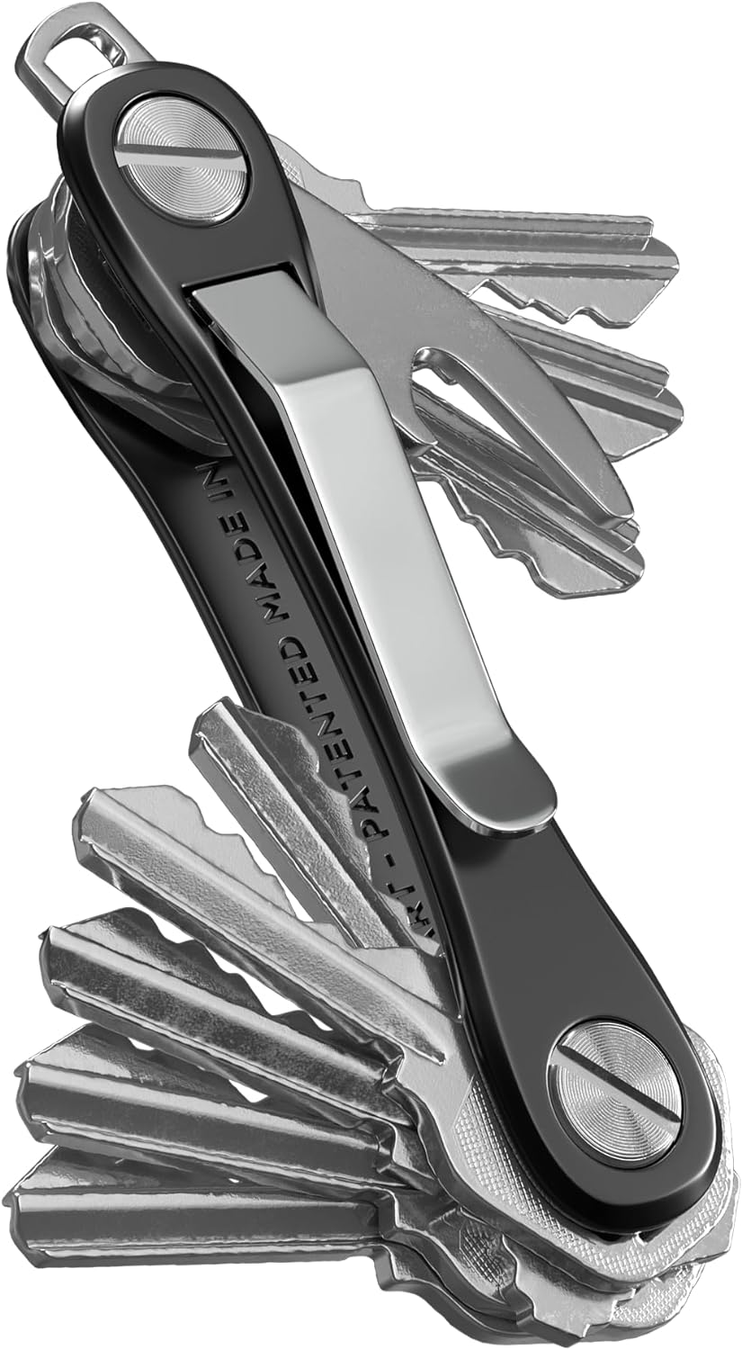 Keysmart Rugged - Multi-Tool Key Holder with Bottle Opener and Pocket Clip (Up to 14 Keys, Red)