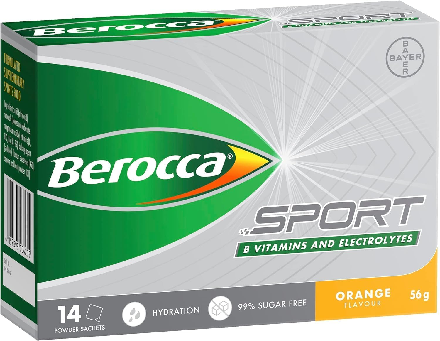 Berocca Sport Electrolyte Drink with B Vitamins & Minerals for Hydration & Nutritional Support during Exercise, Orange Flavour, 14 Pack Sachets image number 1