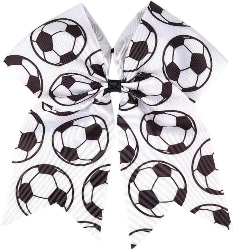 JCLIFE Soccer Hair Ties for Girls | Soccer Sport Hair Bands Ponytail Holders & Bows for Players Teams, Set of 2 image number 2