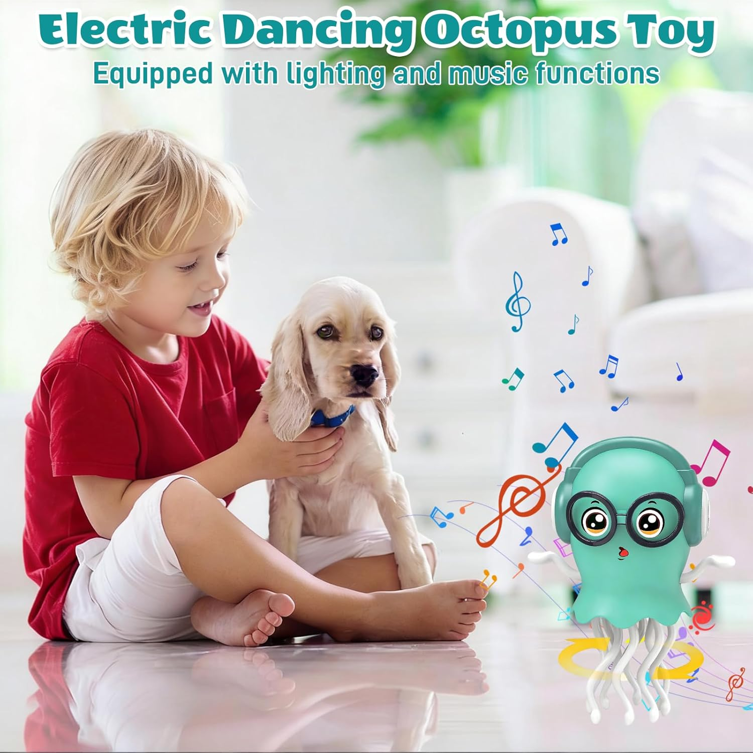 Dancing Octopus Toy, Electric Dancing Squid Toy with Lights and Music, Baby Toy with Automatic Obstacle Avoidance (Green)