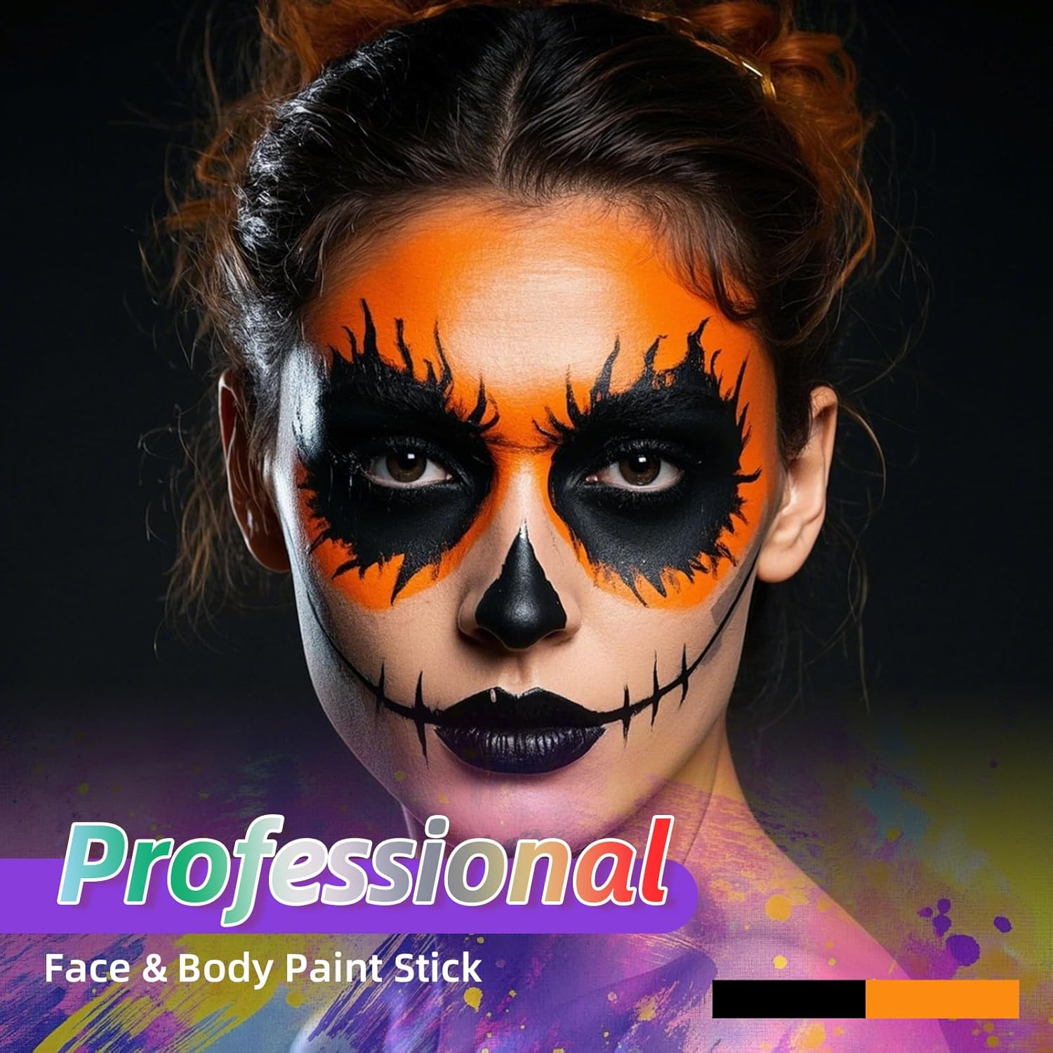 YBUETE Orange Face Body Paint Set, Professional Paint Set for Halloween Cosplay Costume Party, Full-Coverage Multi-Color Cream Makeup Blendable Set for Adults Halloween Cosplay SFX Makeup Paint