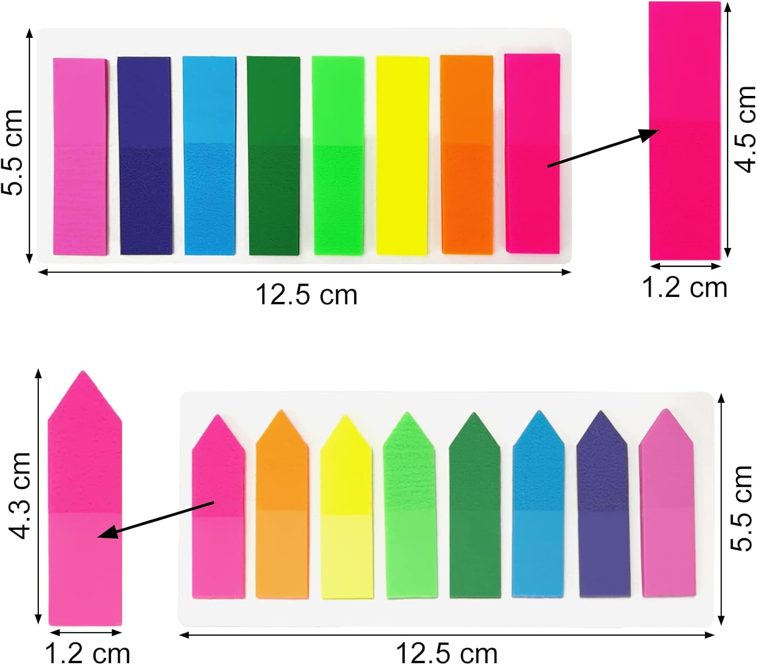 OWLKELA Self-Adhesive Page Markers, 800 Pieces, Page Markers, Sticky Notes, Sticky Notes for Marking and Highlighting Pages [2 Designs, 8 Colours] Writeable, Repositionable image number 3