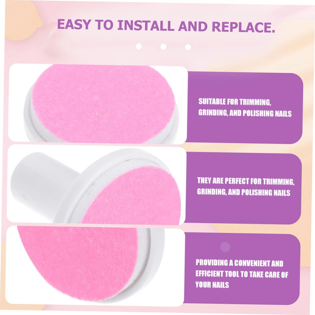 CANIGHT 24Pcs Electric Nail File Trimmer Replacement Heads Adult Nail Grinding Heads