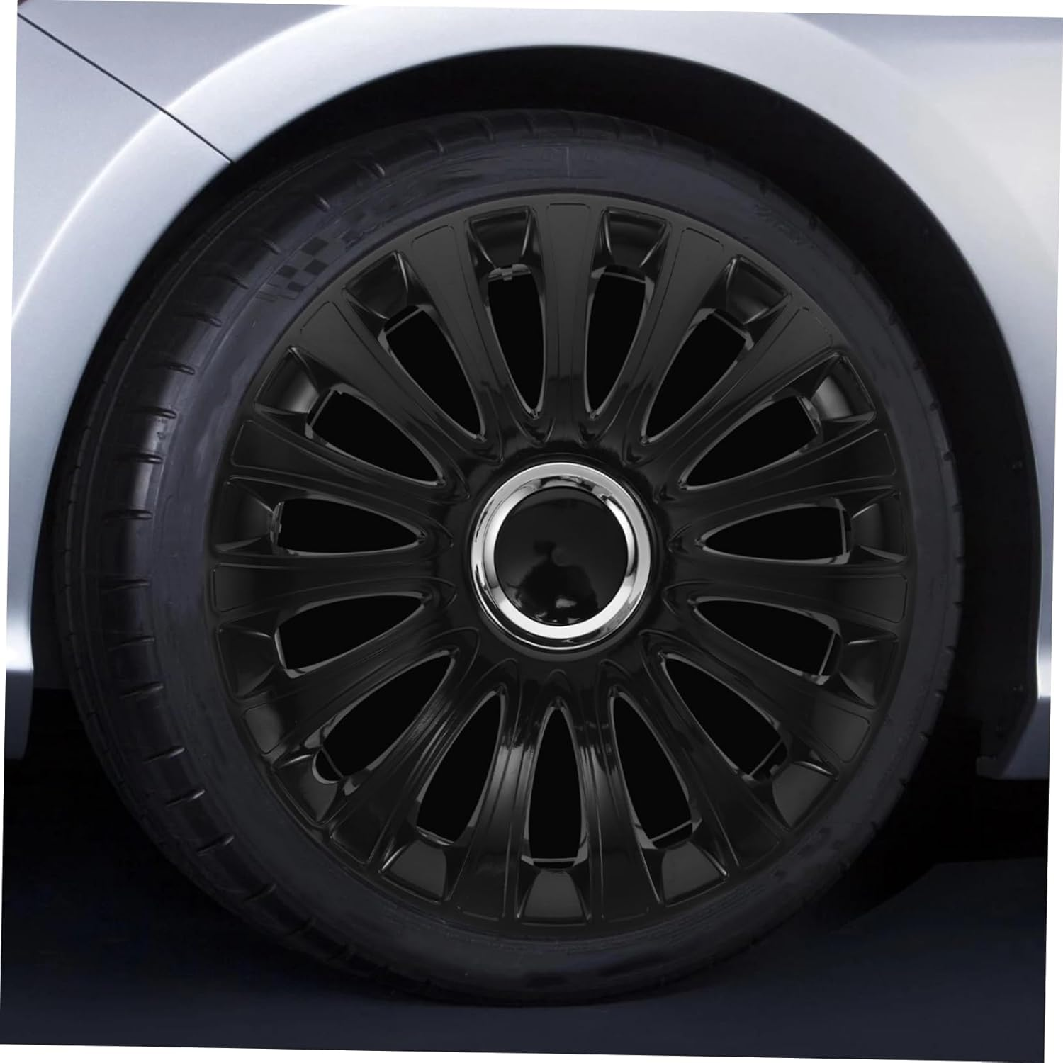 SWOOMEY Universal 14 Inch Wheel Hub Cover Vehicle Hubcap Protective Wheel Cover for Cars and Trucks Full Black Finish Suitable For image number 2