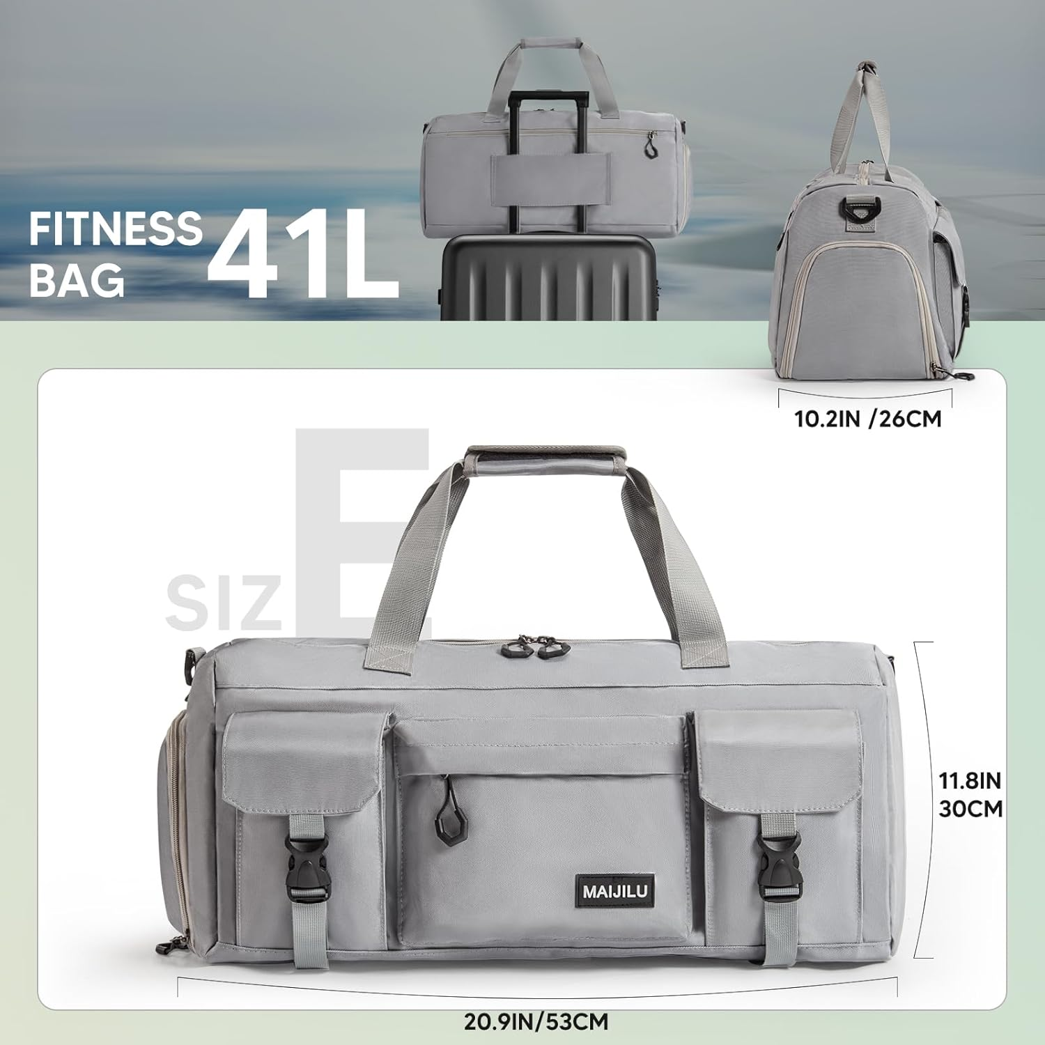 Gym Bag for Men Women Sports Gym Bag with Shoe Compartment and Wet Pocket Gym Duffel Bag Travel Bag Training Bag Weekender Bag for Sport Fitness Travel