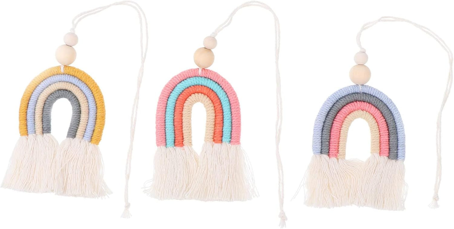Abaodam 3Pcs Rainbow Hanging Pendant Bohemia Style Adornment Handmade Car Craft Decorative Hanging Ornaments for Home image number 6