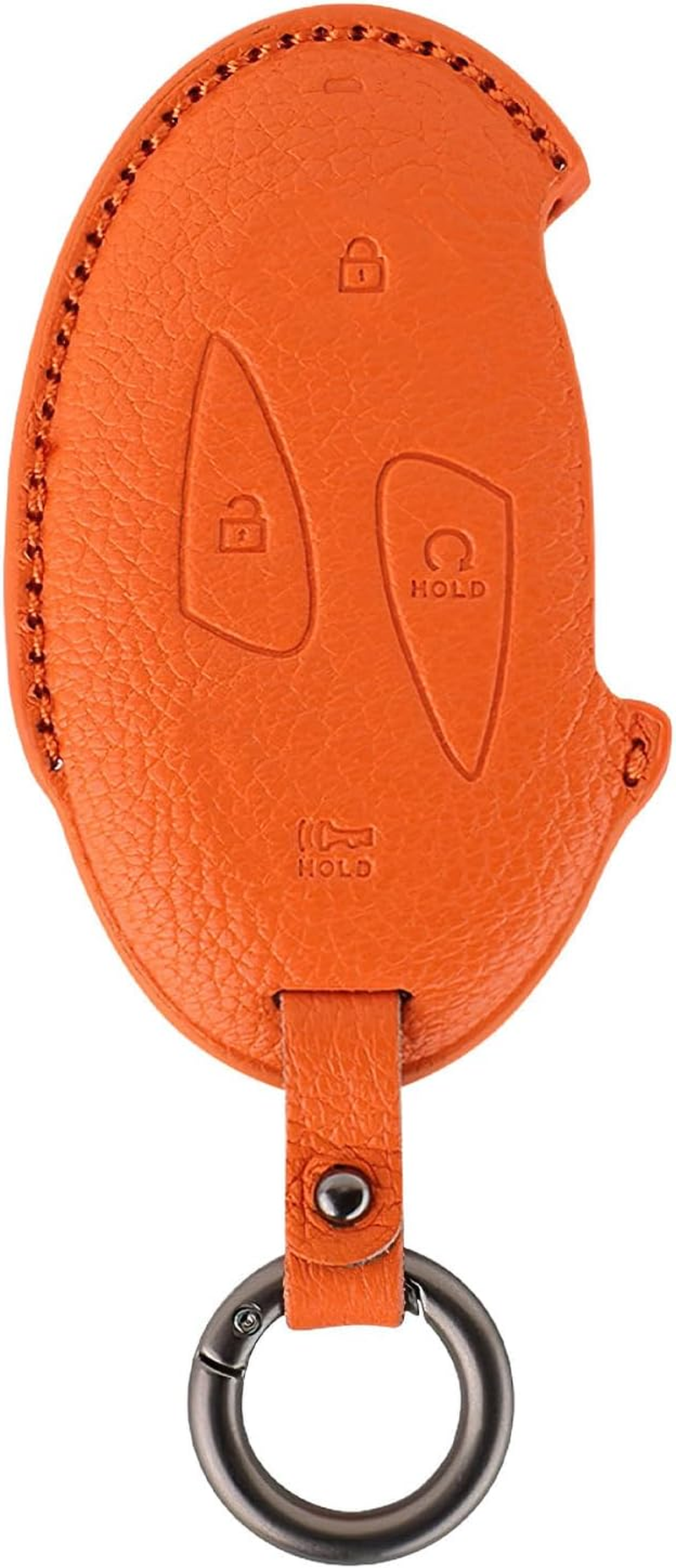 Ontto Goat Leather Car Key Fob Cover Fit for Hyundai Ioniq 5 Ioniq 6 Tucson NX4 Sante Fe Kona SX2 EV 2023 2024 2025 Smart Key Case Keyring Shell Key Holder Keychain Accessories 7 Buttons Orange image number 5