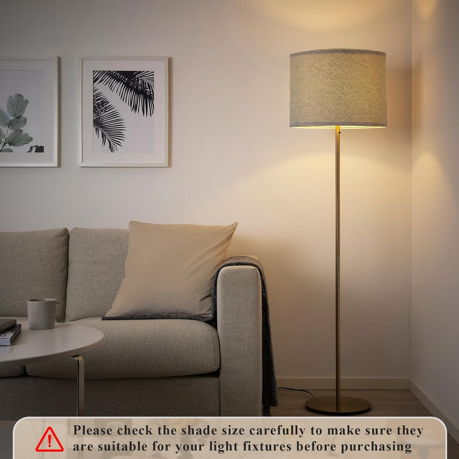 EFUTURETIME Fabric Lampshade Height 20 X Diameter 30 Cm round Cylindrical Natural Linen Suitable for E14/E27 Sockets for Floor Lamp, Ceiling Lamp, Wall Lamp, Bedside Lamp, Table Lamp, Grey image number 6