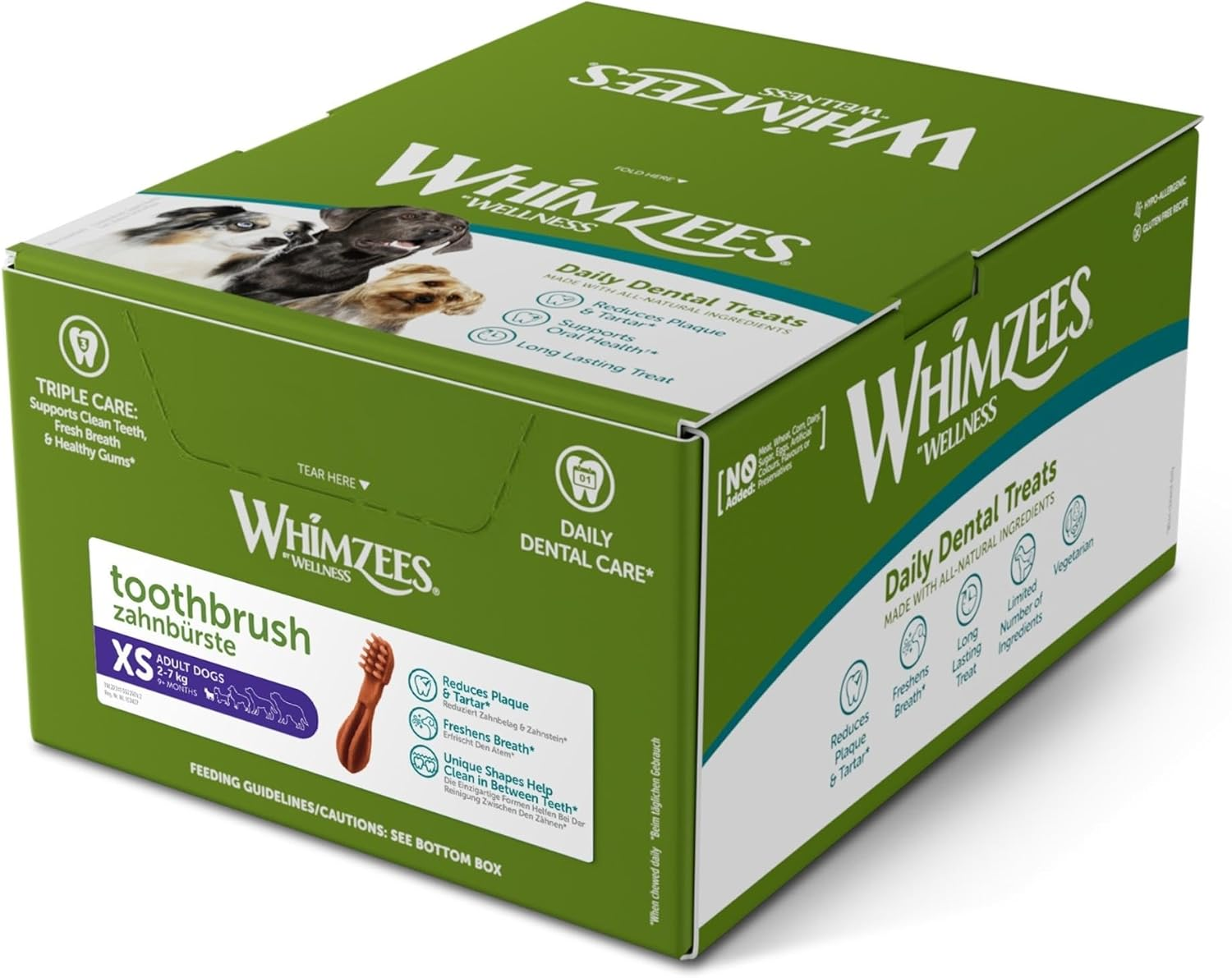 WHIMZEES Toothbrush Dental Dog Treats, Bulk Box, Extra Small (2-7Kg Dogs), Natural Daily Dental Chews (350 Count) image number 3