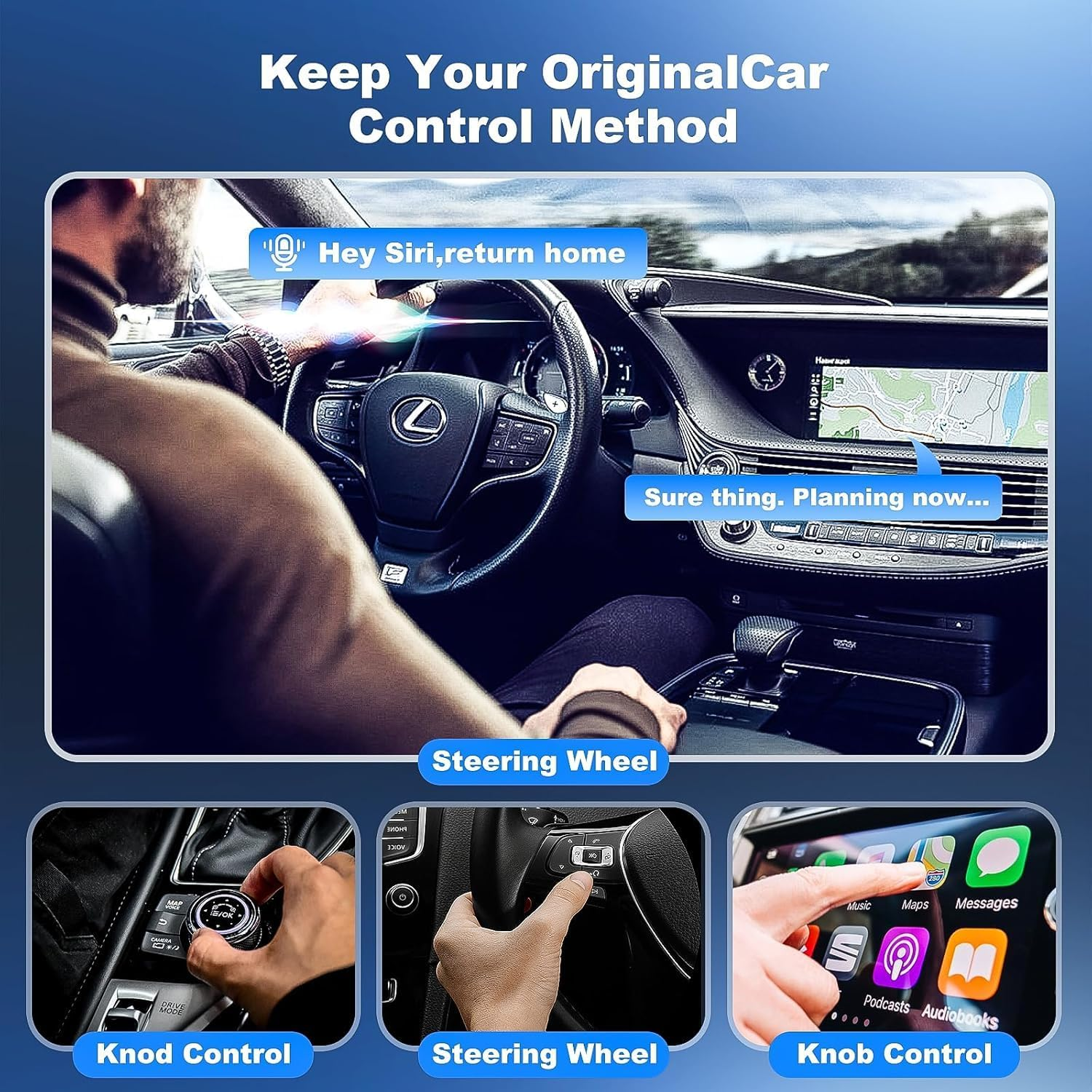 2 in 1 Wireless Carplay Adaptor & Android Auto Adaptor for Iphone/Android, 2025 Mini Portable Car Dongle for Cars with OEM Wired Carplay/Aa from 2016, Stable Car Control & No Delay image number 1