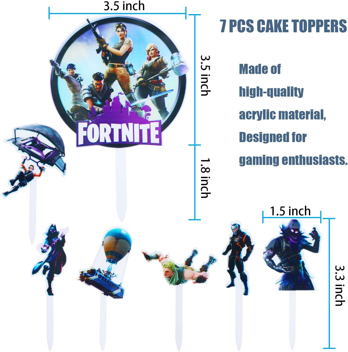 7 Pcs Exquisite Acrylic Video Game Birthday Cake Toppers for Boys Girls Gamers' Birthday, Designed for Game Lovers, Game Party Decorations Supplies image number 4