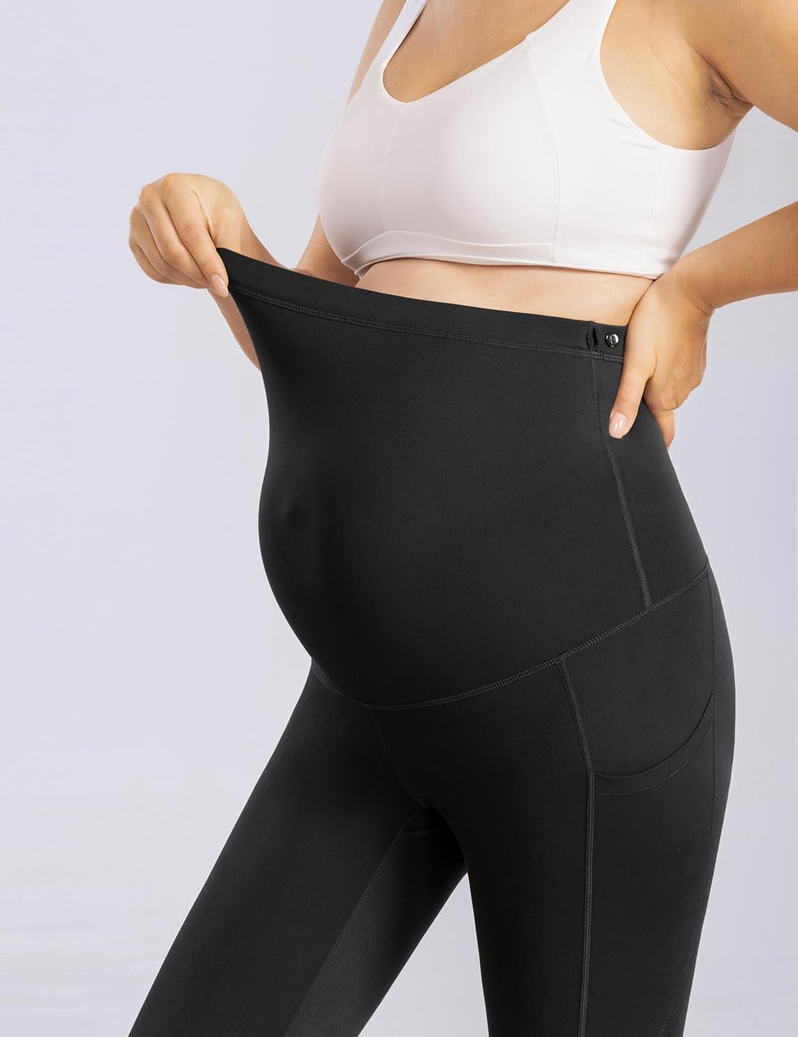 Enerful Women'S Maternity Leggings over the Belly with Pockets Pregnancy Pants Active Wear Workout Yoga Tights image number 6