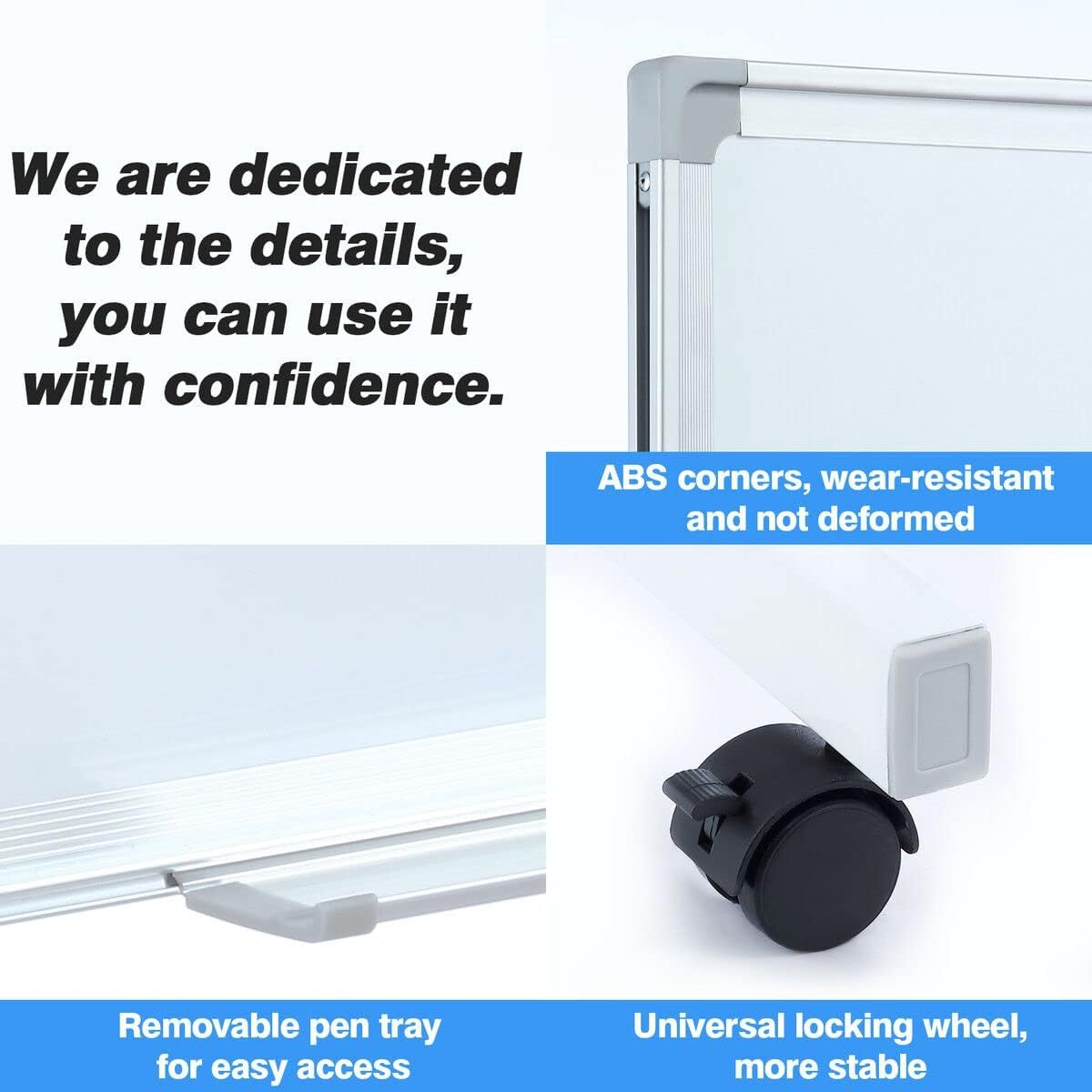 Double Sided Magnetic Whiteboard Interactive Mobile White Board Dry Erase Stand Casters Adjustable Height 90Cmx60Cm - 60Cmx90Cm image number 3