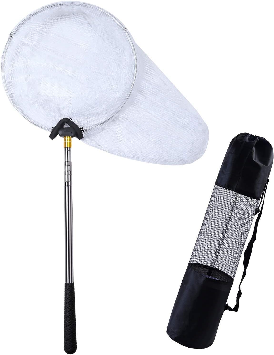 Miners2000 Telescopic Butterfly Nets Stainless Steel Kids Bug Net Outdoor Tools Insects Fishing Net with Storage Bag Extendable from 15 Inches to 59 Inches White image number 1