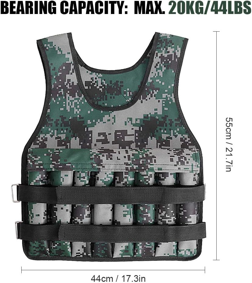 Adjustable Weighted Vest 20KG Max Loading for Exercises Fitness Muscle Building Weight Loss Running GTRH image number 6