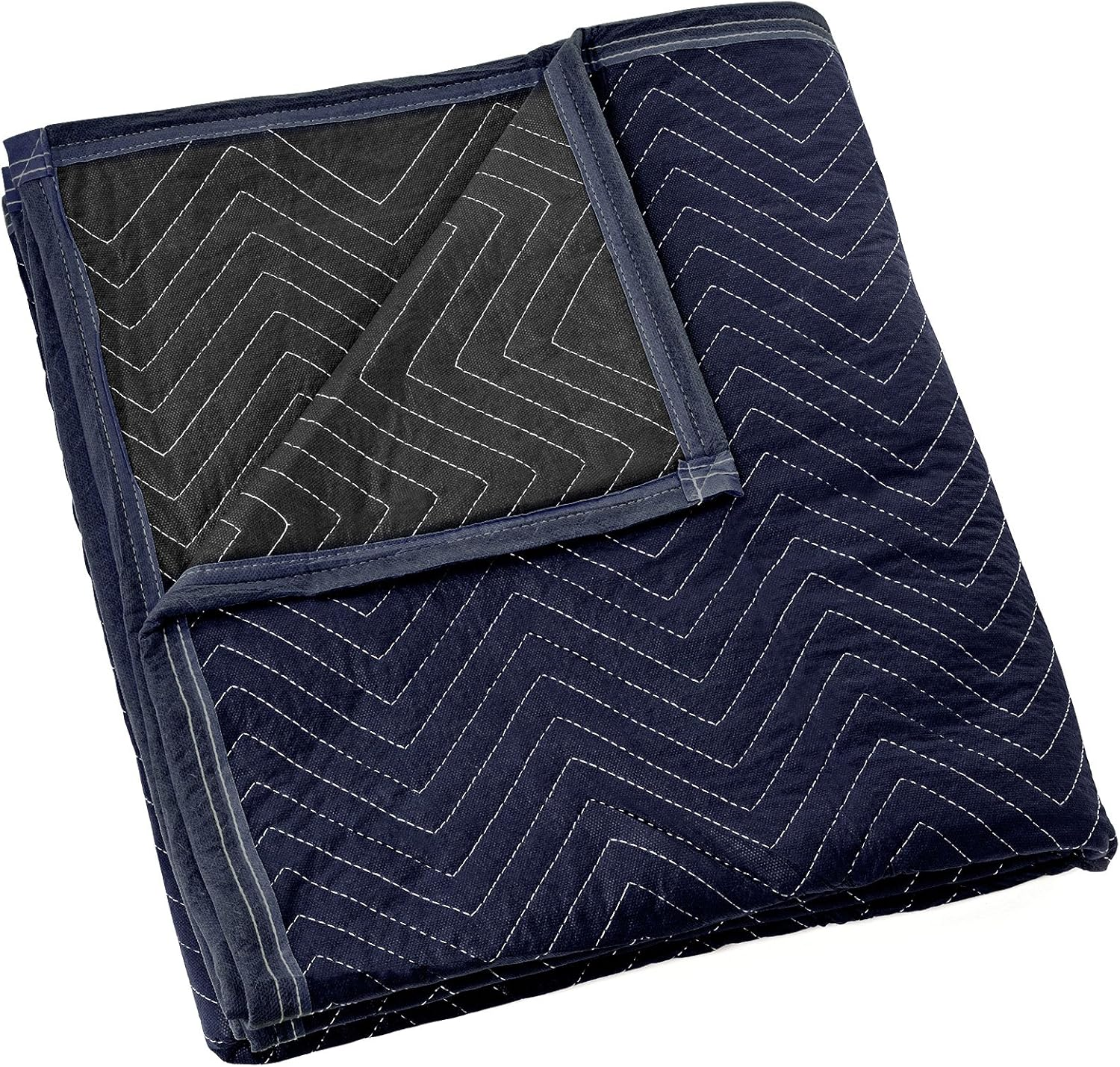 Sure-Max Moving & Packing Blanket - Pro Economy - 80" X 72" (35 Lb/Dz Weight) - Professional Quilted Shipping Furniture Pad Navy Blue and Black, BLANKET-P35_1
