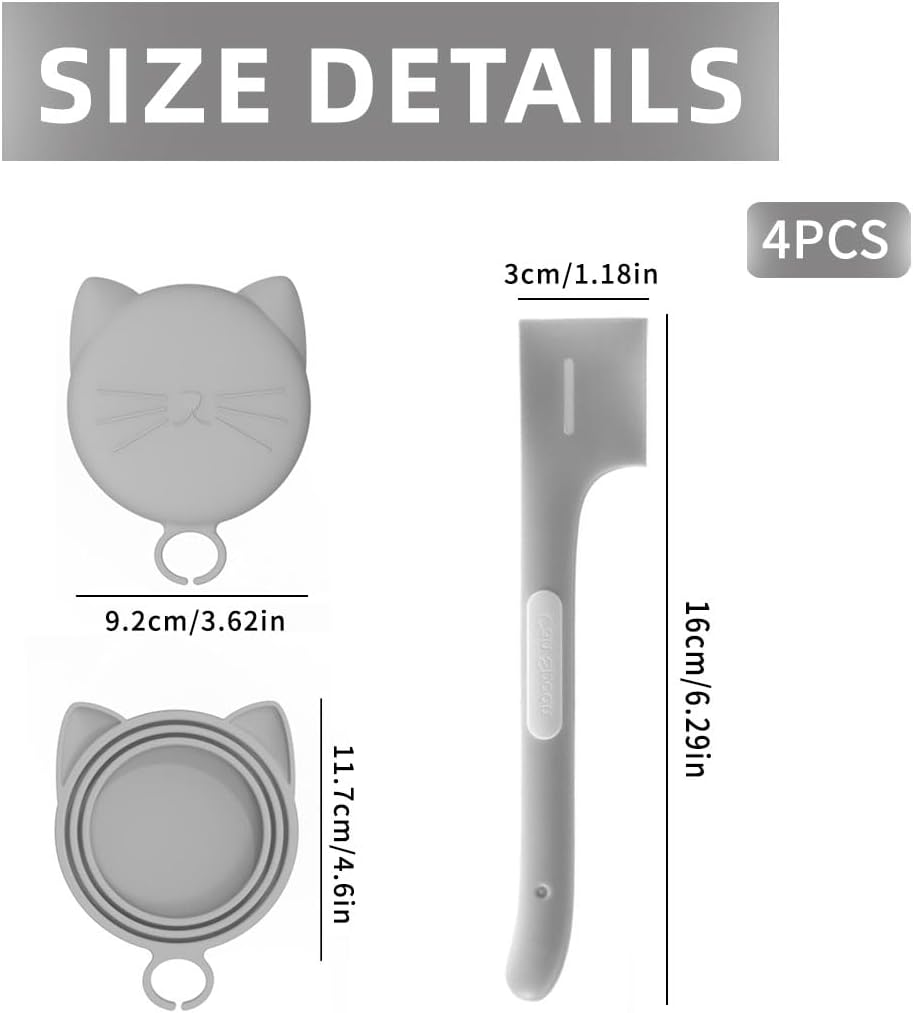 LEEQ 2 X Can Lid Cat Food and 2 X Silicone Spatula Silicone - Pet Food Can Lid for Puppies/Cat Food Fits Almost All Food Cans image number 5