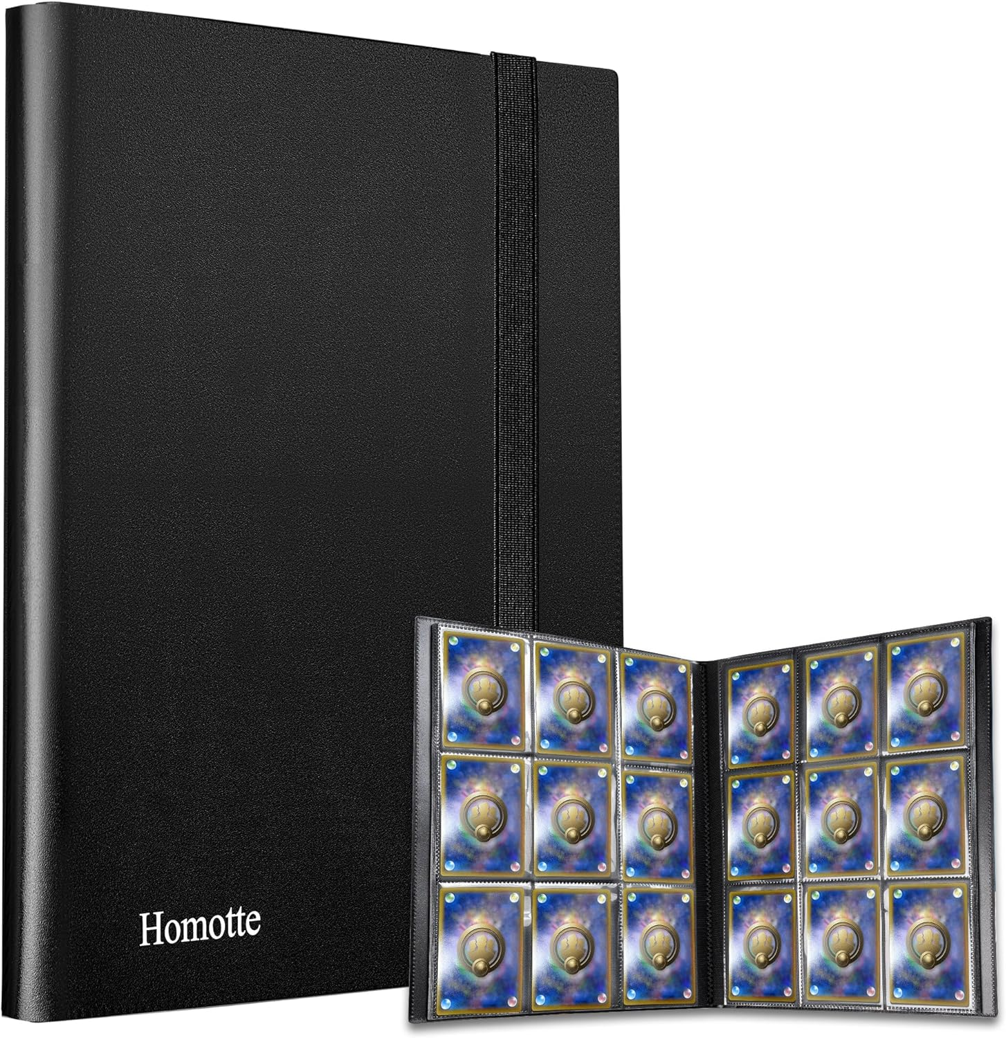 Trading Cards Binder, 9 Pocket Baseball Football Binder 360 Side Loading Trading Card Holder, Standard Size Card Organize Album for Sports TCG(BLACK)