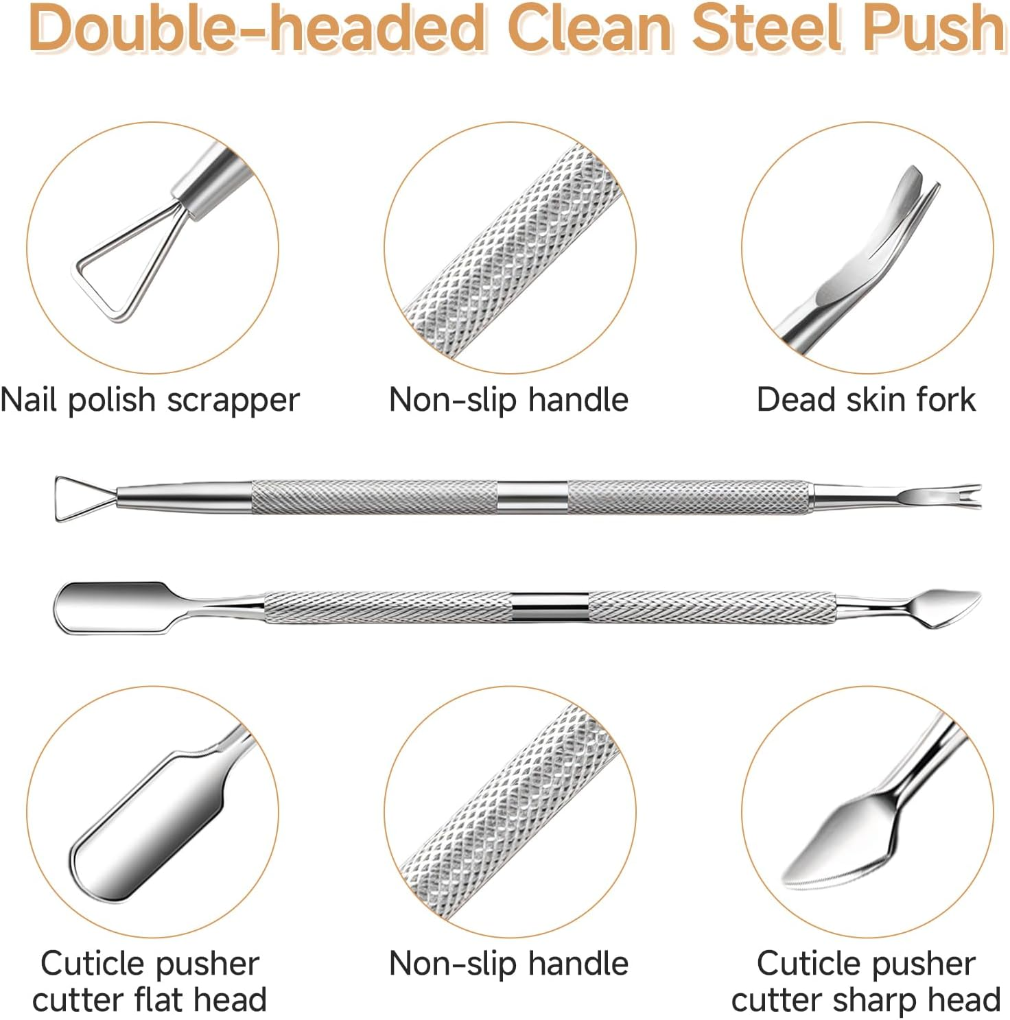 Teccfly Cuticle Trimmer with Cuticle Pusher,Stainless Steel Manicure Pedicure Tool Set,Professiona Cutter Nipper Scissor Clipper for Fingernails & Toenails​ image number 1