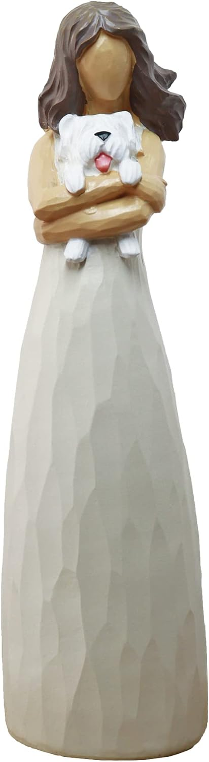 BUTILIVEEN Woman with Dog Figurines, Sympathy Dog Memorial, Pet Loss Gifts, Gifts for Dog Lovers,Resin, White image number 6