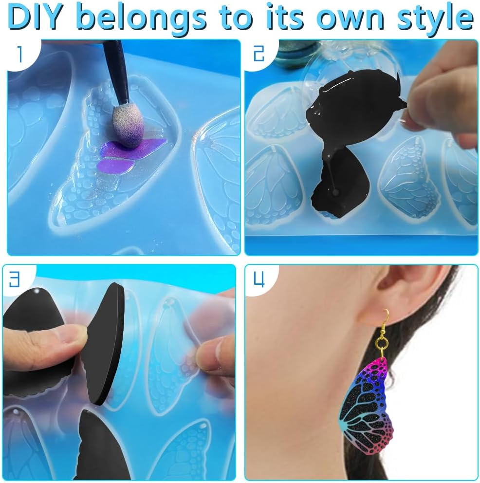 AFUNTA 3 Pieces Butterfly Resin Molds Silicone Realistic Butterflies and Wings Jewelry Molds DIY Gifts for Women