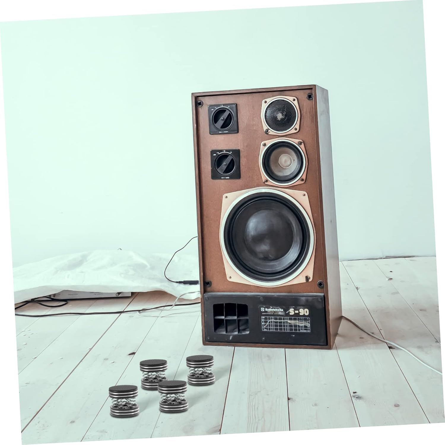 CONGARTENO 4Pcs Speaker Isolation Pads with Spring Vibration Dampers for Hifi Amplifier and Subwoofer, Black Anti-Vibration Speaker Spikes Feet for Home Audio Equipment image number 2