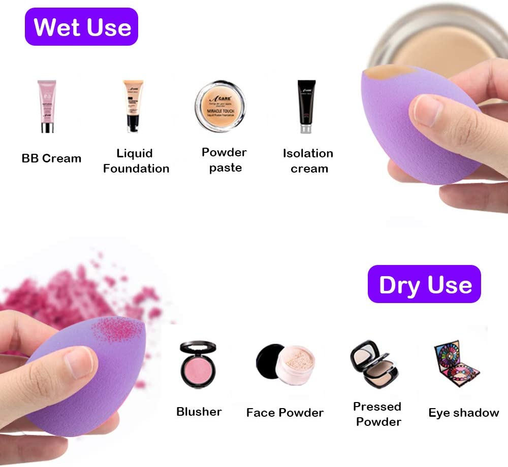 5 Pieces Beauty Sponge and 5 Pieces Powder Puff, Findtop Makeup Beauty Sponges Blender, Replacement for Powder Foundation Container, 2.4 Inch