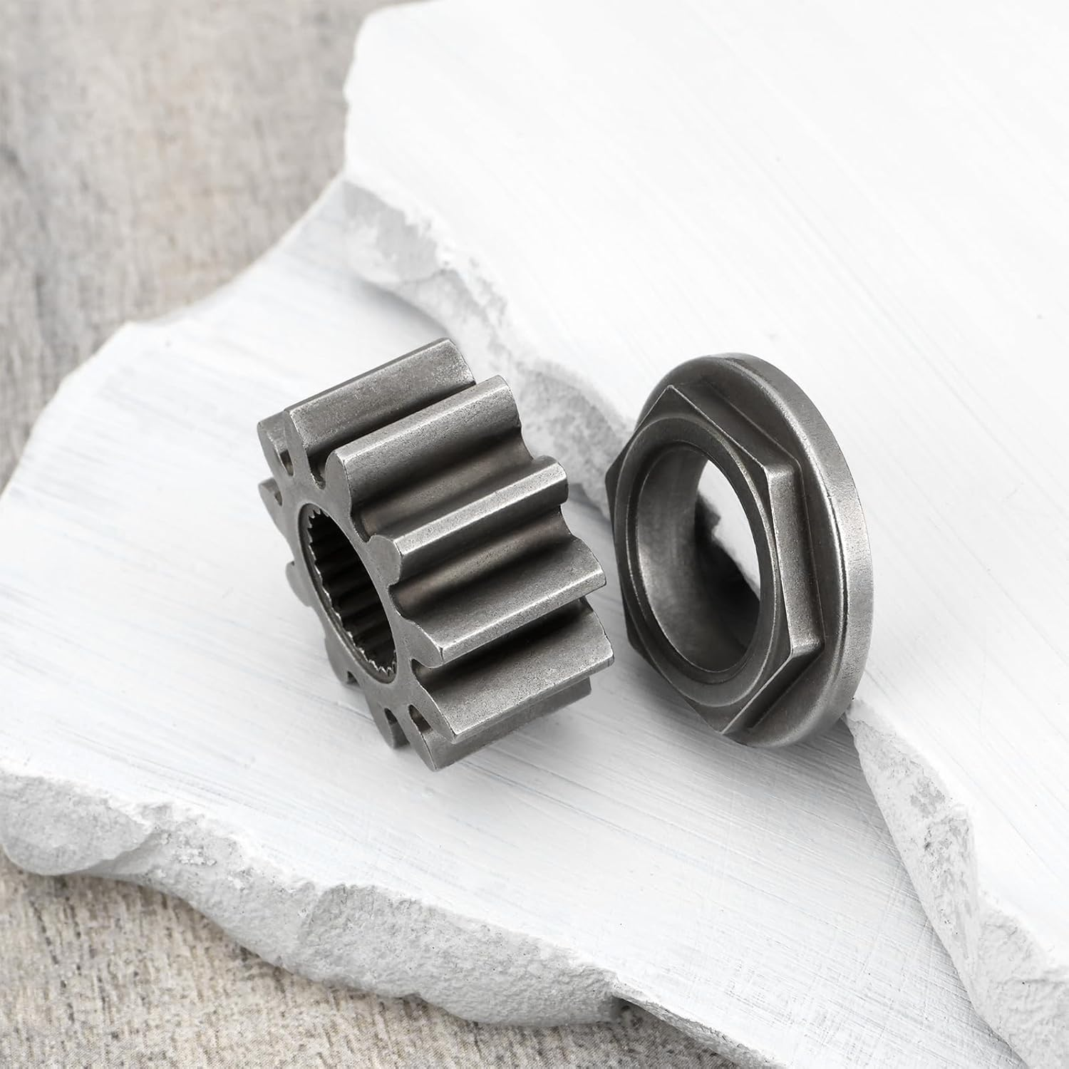 Emagtech 2 Set Steering Shaft Pinion Gear and Bushing Kit Compatible with MTD Compatible with Cub Cadet 717-1554, 917-1554, 941-0656A, 741-0656A Lawnmower Steering Precision