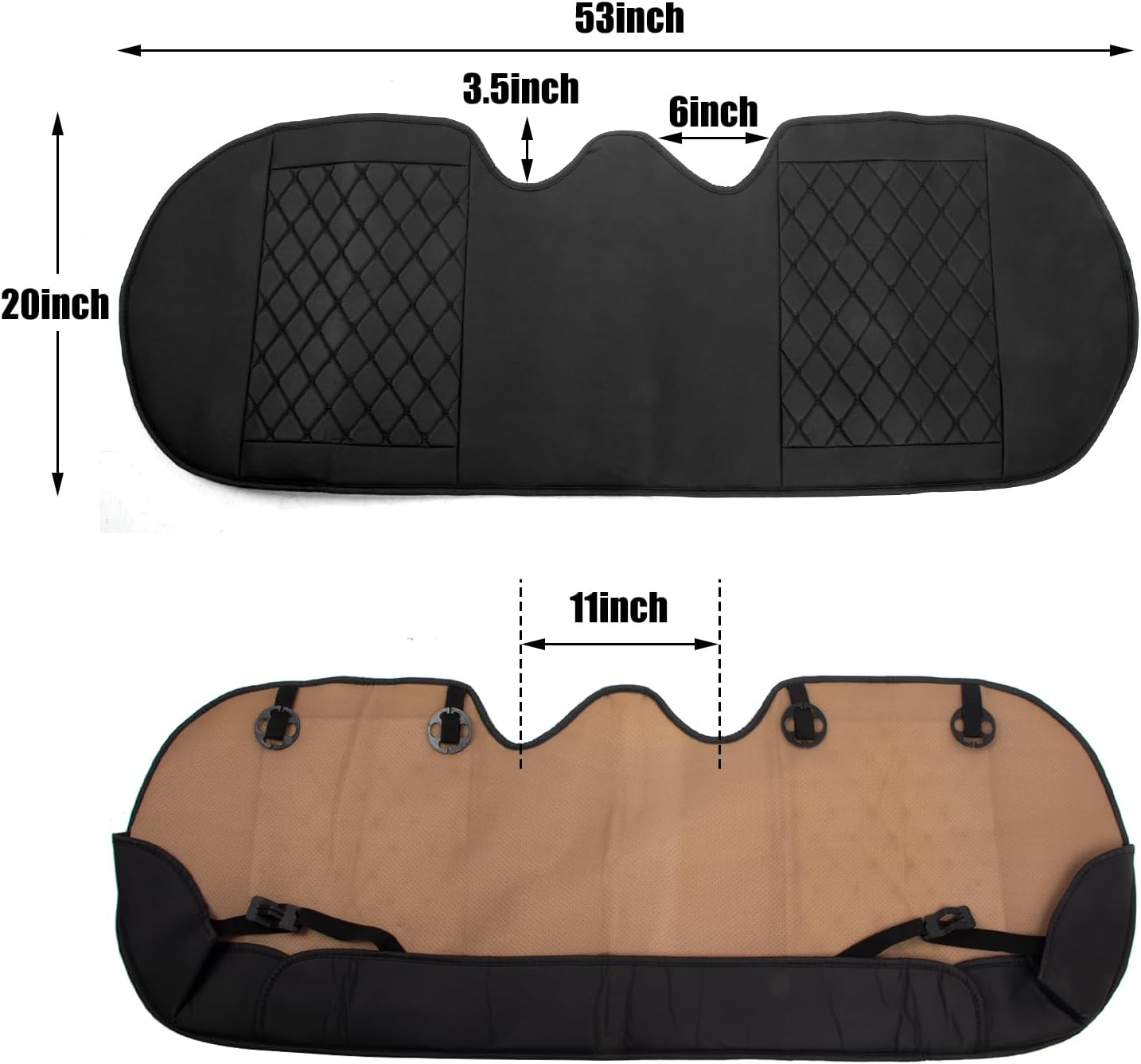 Car Seat Cover PU Leather for Back Seat, Rear Bench Car Seat Cover Fully Wrapped, Seat Protector for Rear Seat Bottom, Wear-Resist and Waterproof Leather Seat Covers, Universal Fit 95% Cars