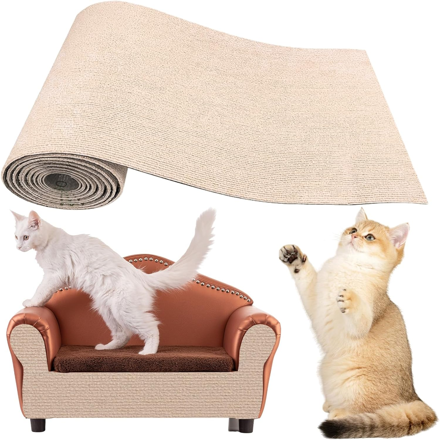 Cat Scratching Mats,200X40 Cm Trimmable Self Adhesive Furniture Protector,Cat Scratch Pad DIY Decorative Cat Tree,Protect Carpets and Sofas image number 4