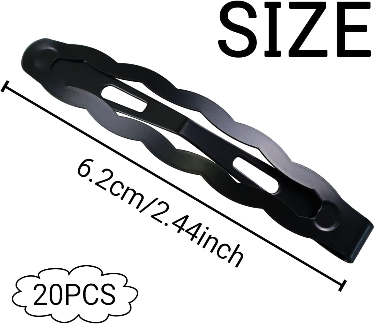 Hair Clips Girls Pack of 20 6.2 Cm Large Snap Hair Clips Hair Clips Metal Hair Clips Black Hair Clips Hair Accessories Hair Clip for Girls, Men and Women, Wave Shape image number 2