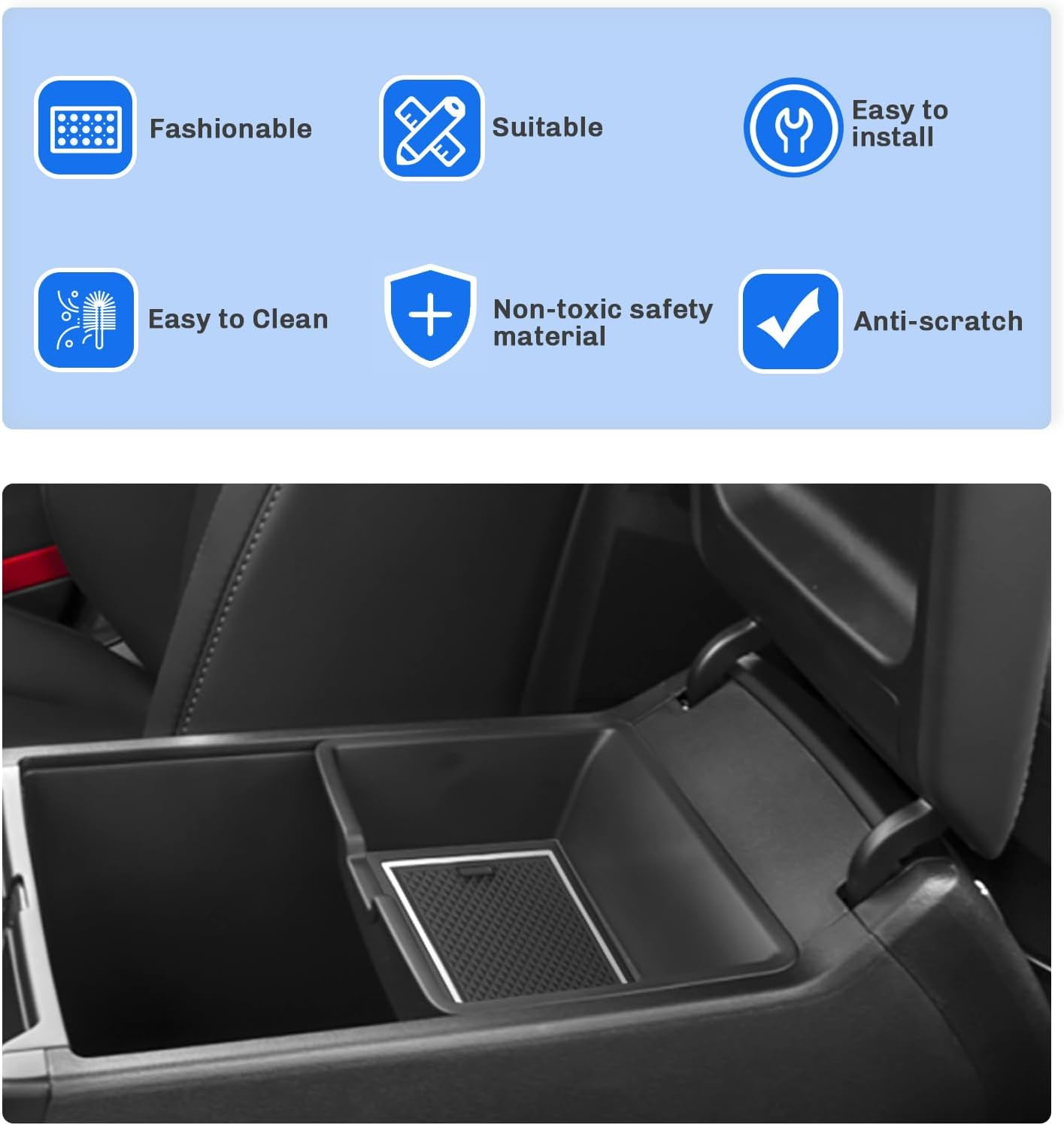 SXCY for 2021-2025 Kia Sorento Accessories Cup Holder Inserts Liner 2024 2025 Sorento Door Slot Mats 2025 Sorento Accessories Center Console Liners (7-Passenger Seats Only for LX/S Trim) (White) image number 5