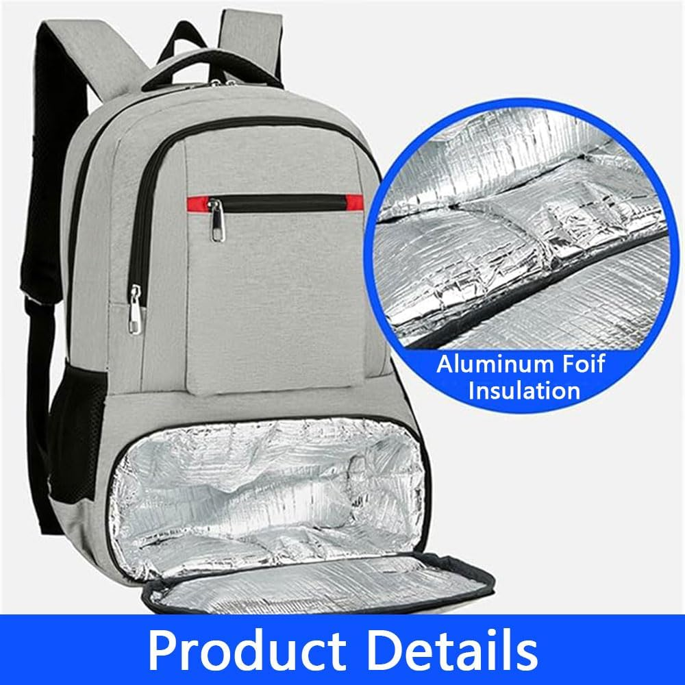 Lunch Backpack with Laptop Compartment &ndash; Waterproof Travel Work Backpack with Insulated Cooler Pocket, USB & Headphone Port, Leak-Proof Lunch Bag for Men & Women image number 6