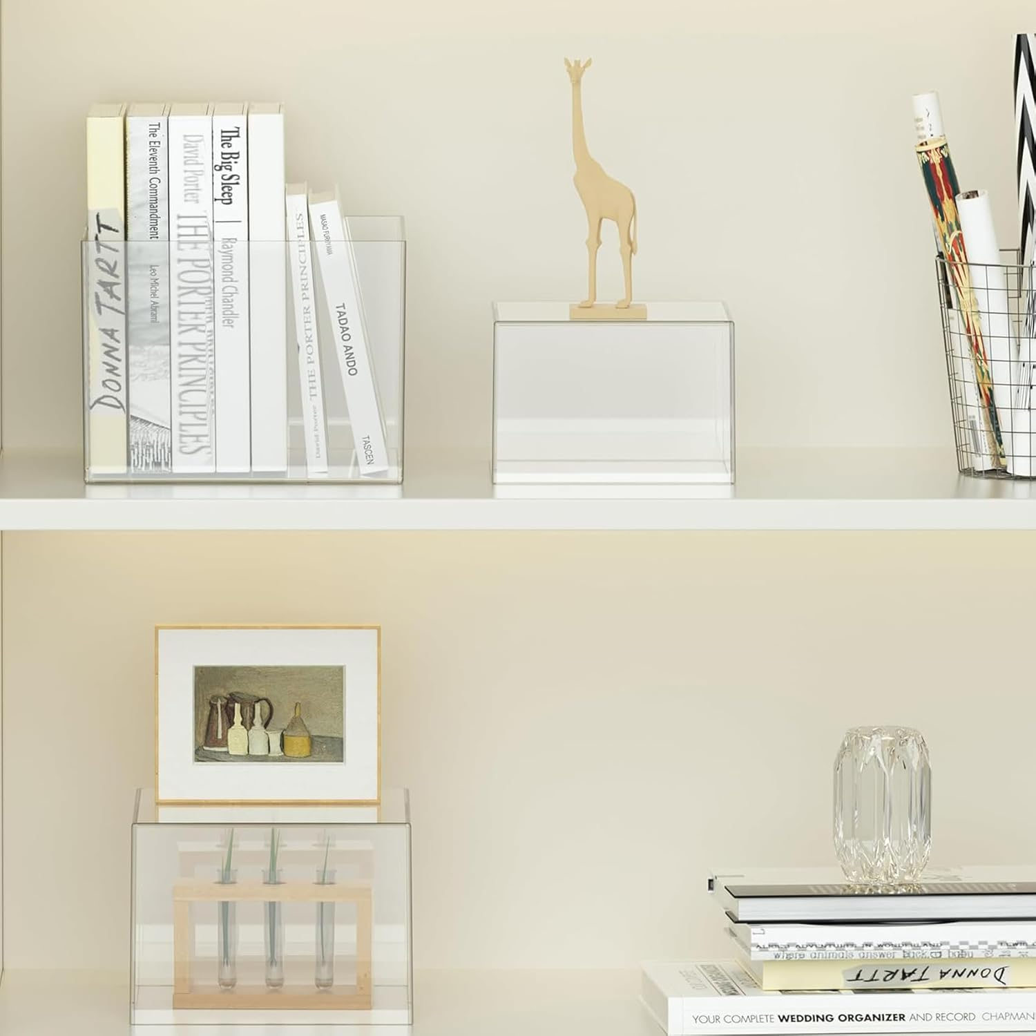 6Pcs Acrylic Boxes for Display Buffet Food Risers and Stands, Display Table Stand Shelf with Hollow Bottoms for Party Catering Dessert Jewelry Collectibles, Clear