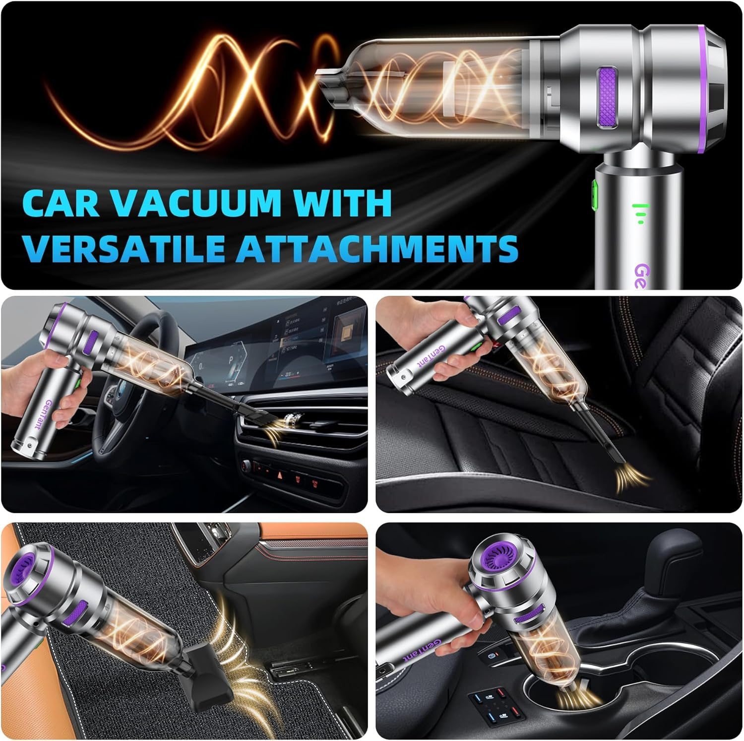 Gentant - Portable Hybrid Electric Vacuum Cleaner for Home and Office, Small image number 4