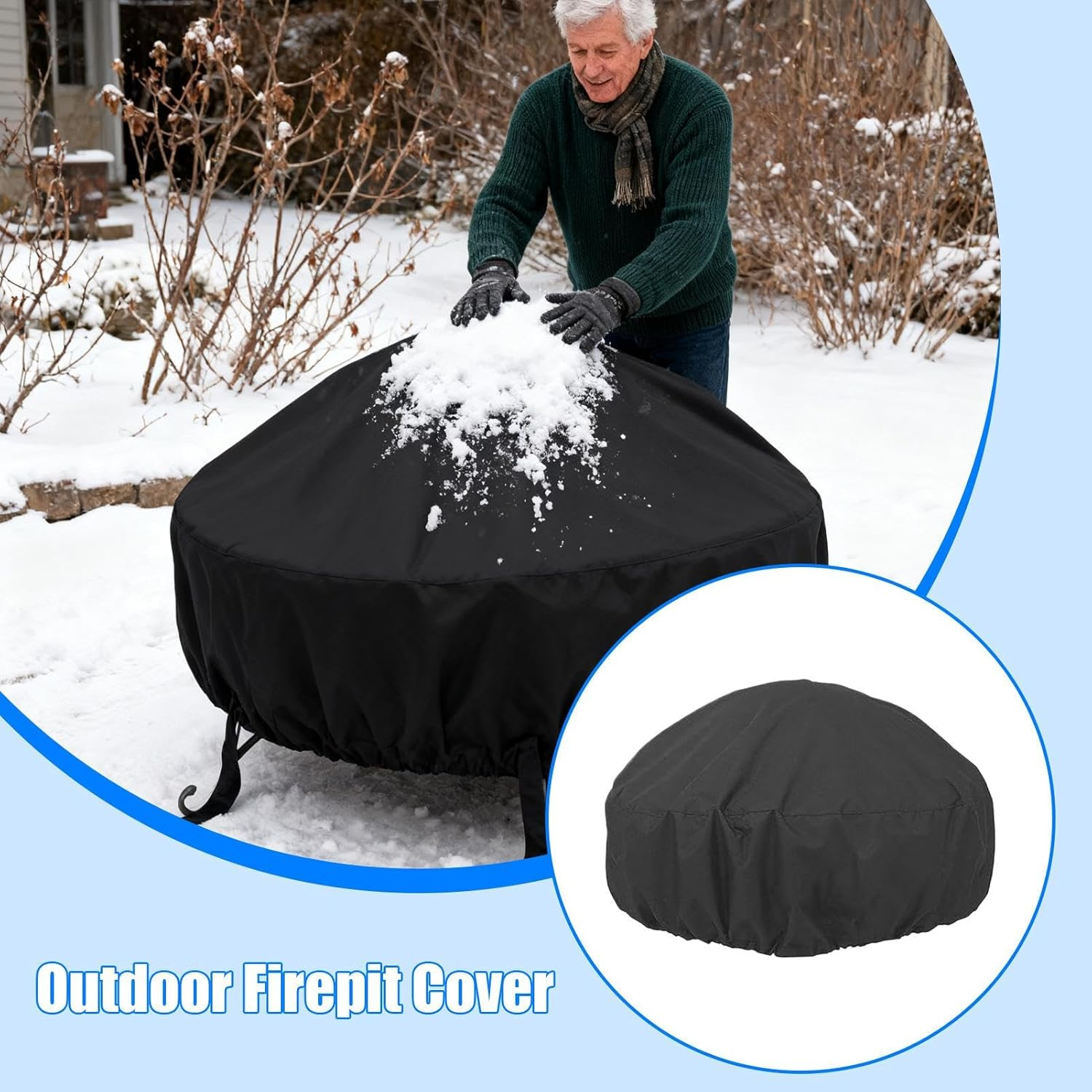 Fire Pit Cover - Oxford Fabric Dust-Proof - round Fire Pit Protector for Outdoors | for Rain Sunlight Leaves Debris Grilling Barbecue Cooking Burning Bonfire image number 1