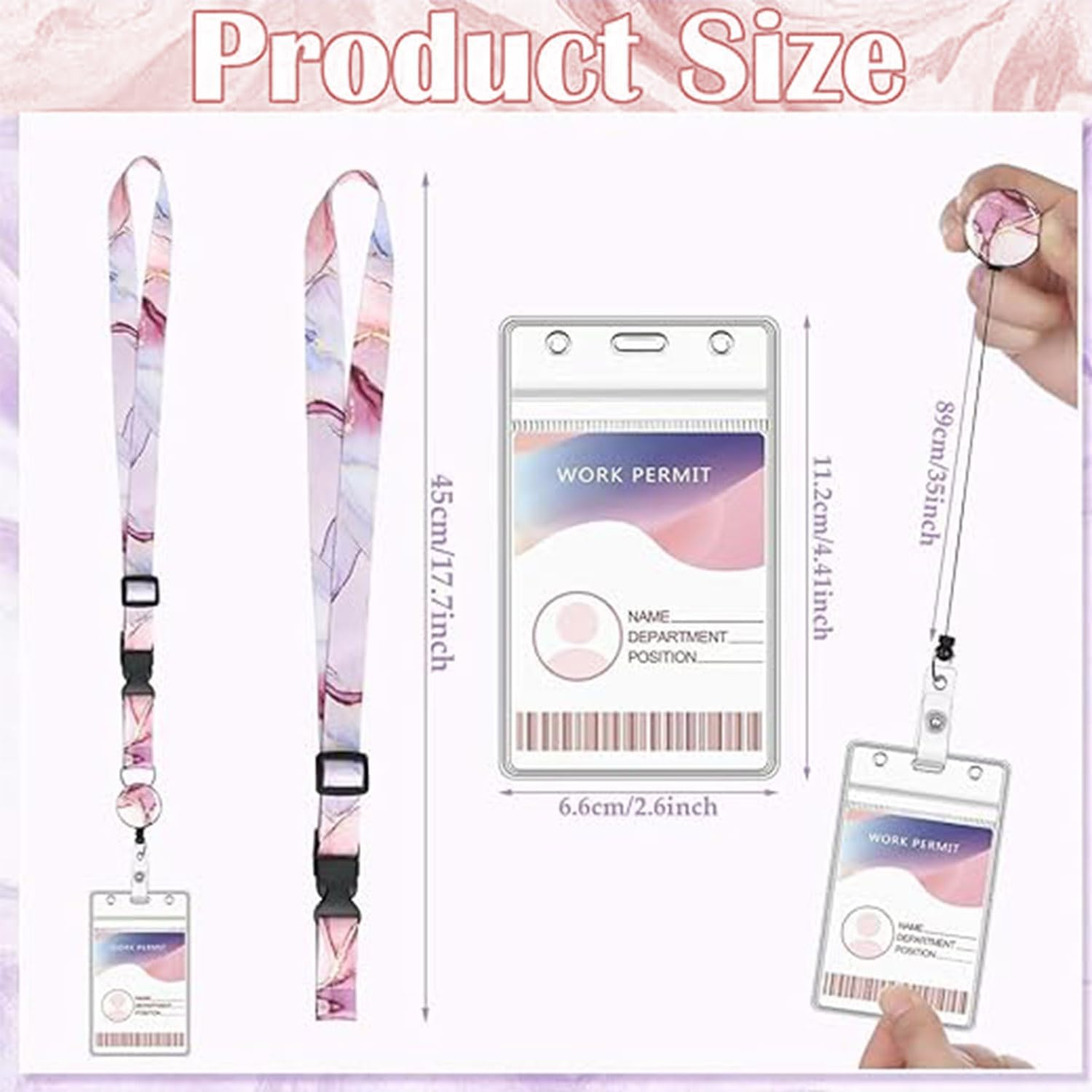 4 Pack Cruise Lanyards, Retractable Cruise Lanyard with Waterproof ID Badge Reel Holder with Removable Clasp for Cruise Key Cards image number 2