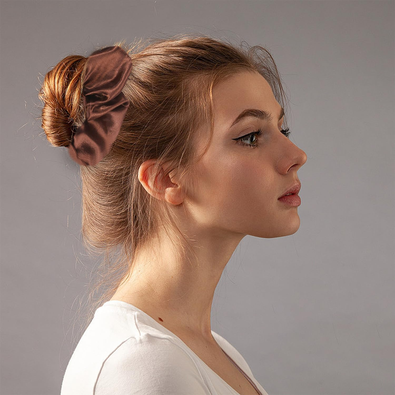 SYEYCW 15 Pieces Hair Ties for Women Soft Thick Elastic Satin Leopard Print Solid Color Ponytail Holder Hair Ties Hair Accessories for Girls and Women image number 5