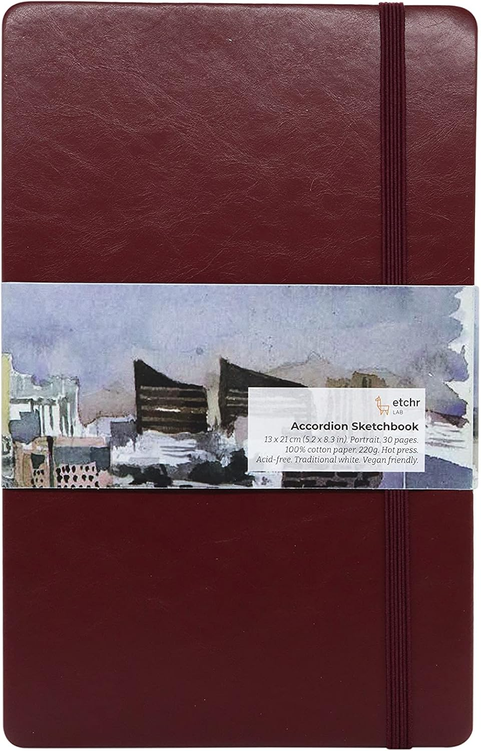 Etchr Watercolor Sketchbook Accordion 5X8In - 100% Cotton Watercolor Paper Journal - Hot Press Watercolor Paper image number 6