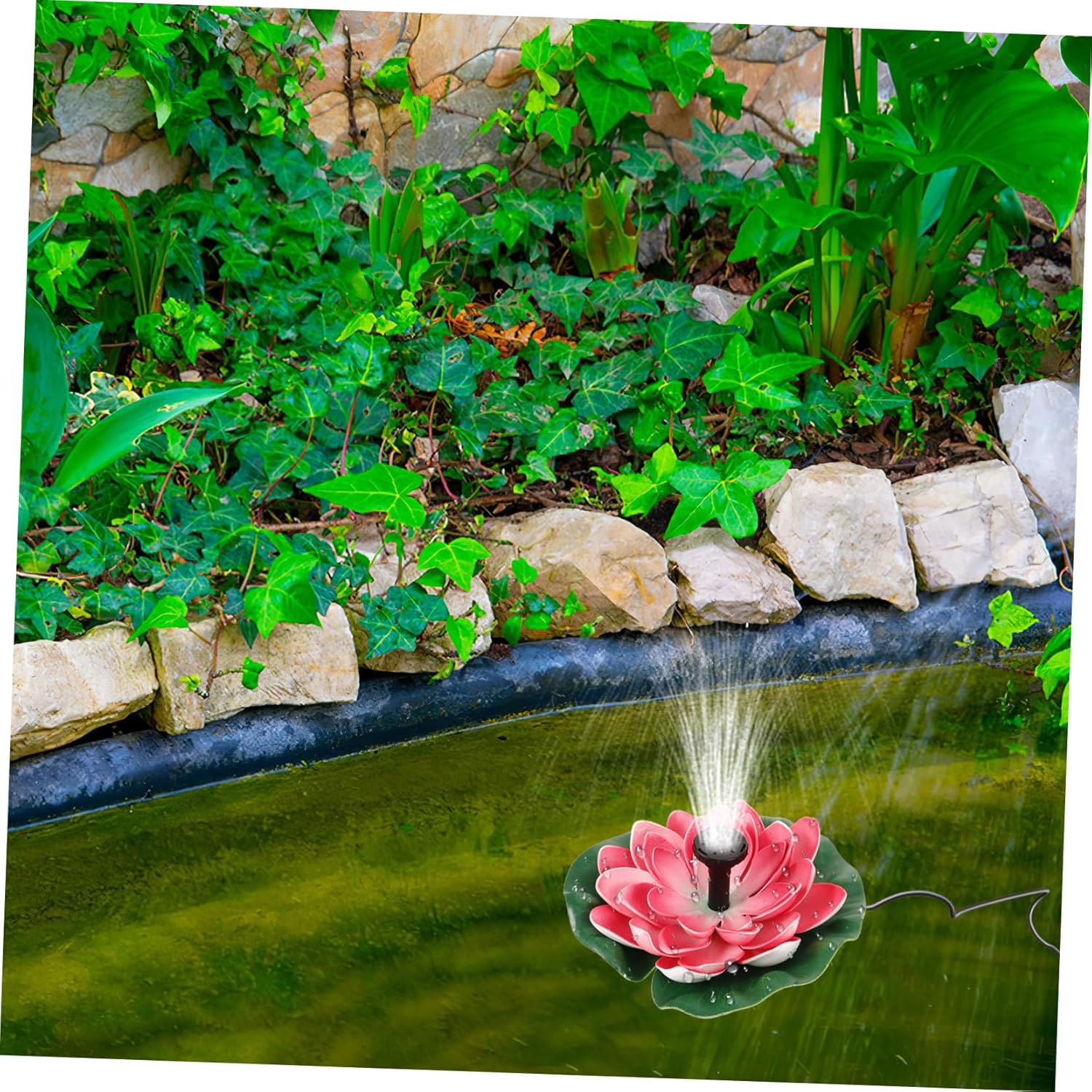 Solar-Powered Floating Lotus Landscape Fountain for Outdoor Garden Pools and Ponds Compact Design for Easy Installation and Decorative Water Features image number 2