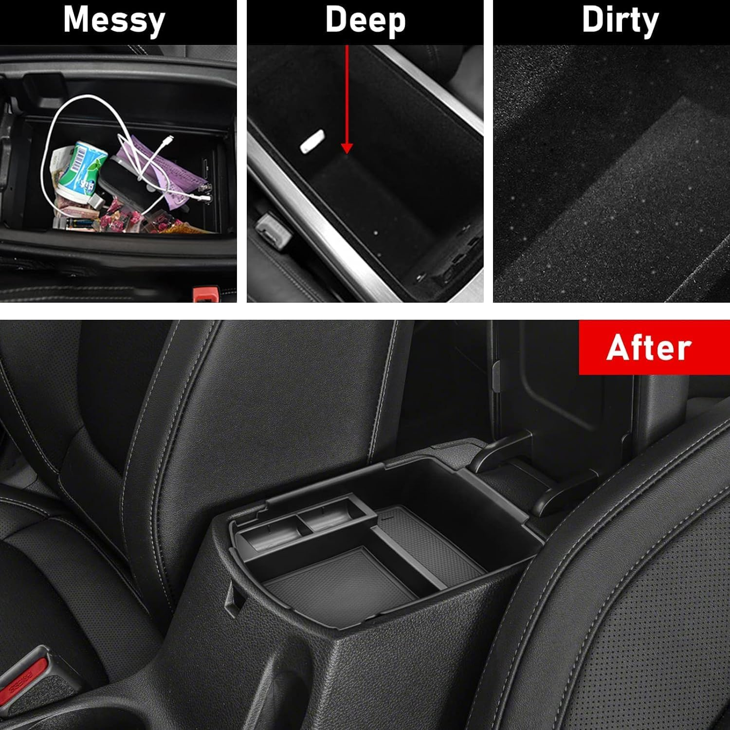 Center Console Organizer Tray Fit for 2020 2021 2022 2023 2024 Kia Seltos Insert Tray Armrest Box Secondary Storage Box Coin and Sunglasses Holder, ABS Materials image number 6