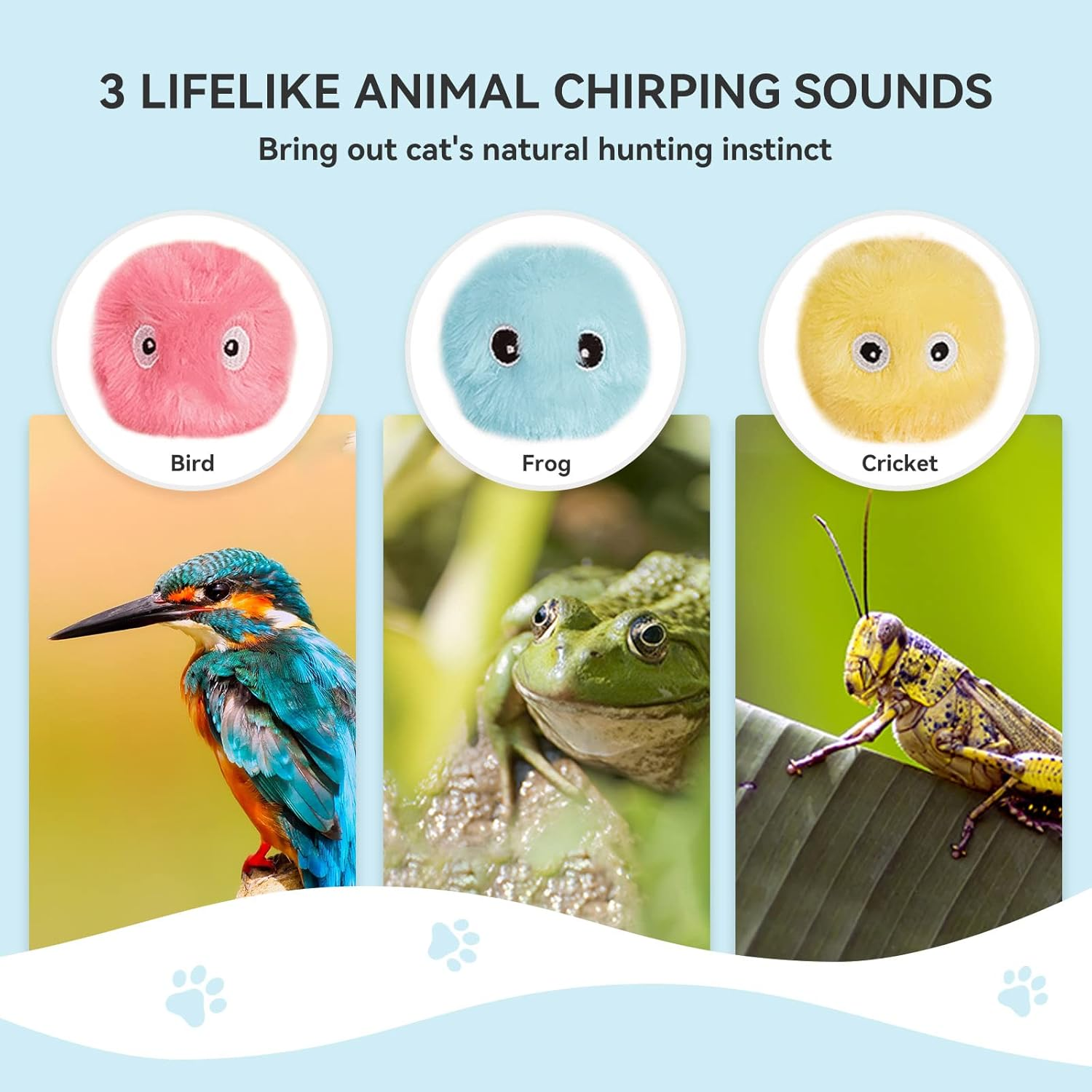 Namsan Cat Ball Interactive Cat Toy with Chirping Pack of 3 Plush Cat Play Ball for Cats image number 5